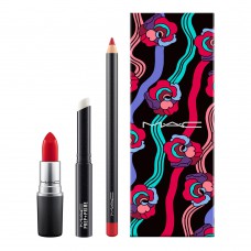 Mac Brave Red Kit - Batom + Lápis Labial + Primer Kit